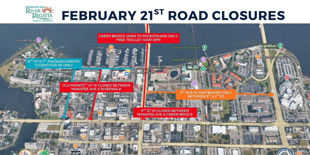 Bradenton Area River Regatta Two Weeks Away; Early Notice Issued for Feb. 20–21 Events and Road Closures