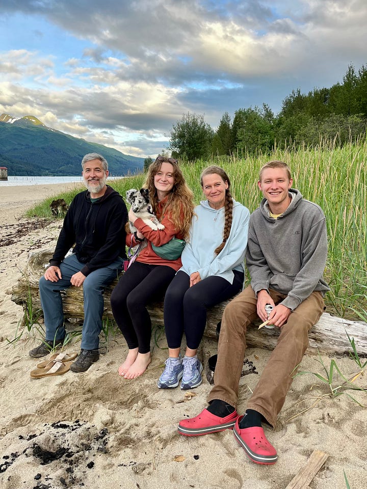 My family and I in Alaska on the beach and at the glacier