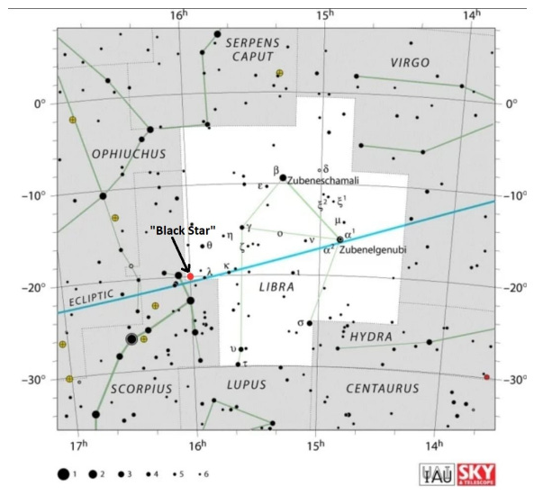 Mario Also Places the Black Star in the Scorpio Constellation