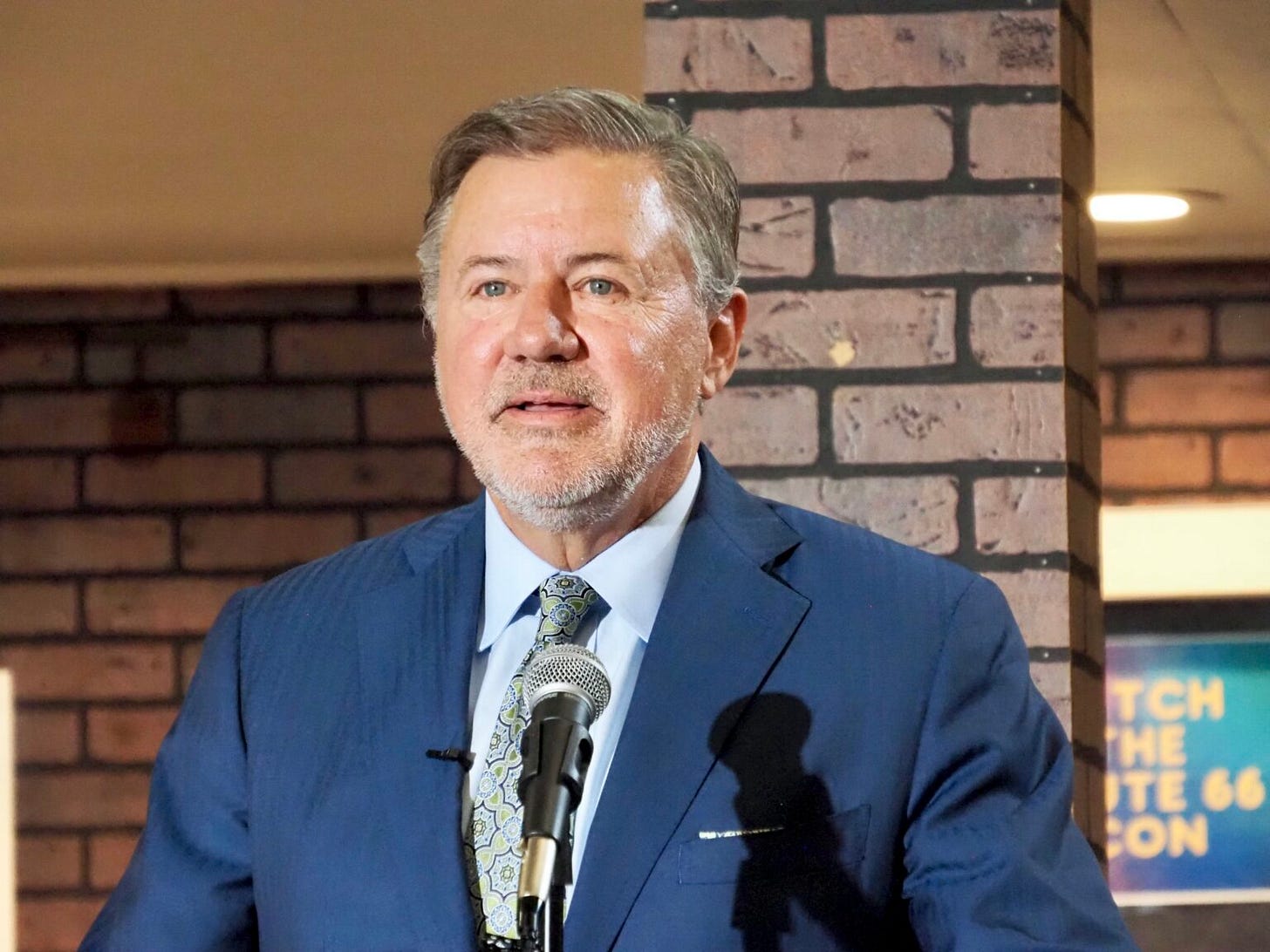 Attorney General Gentner Drummond gives a speech on improving Oklahoma public education for his gubernatorial campaign at the Edmond History Museum on Aug. 19, 2025, in Edmond. (Photo by Nuria Martinez-Keel/Oklahoma Voice)