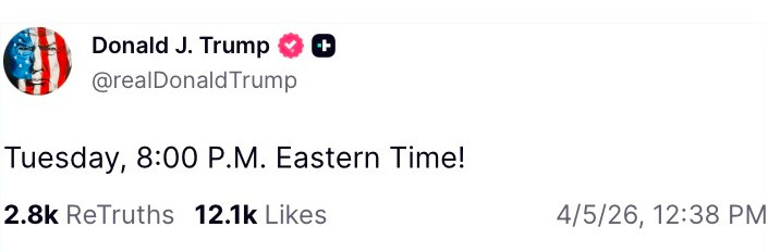 Tuesday, 8:00 P.M. Eastern Time!