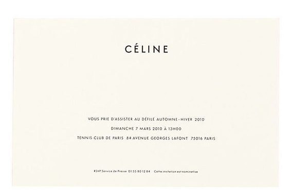 This may contain: a white card with the word celine on it