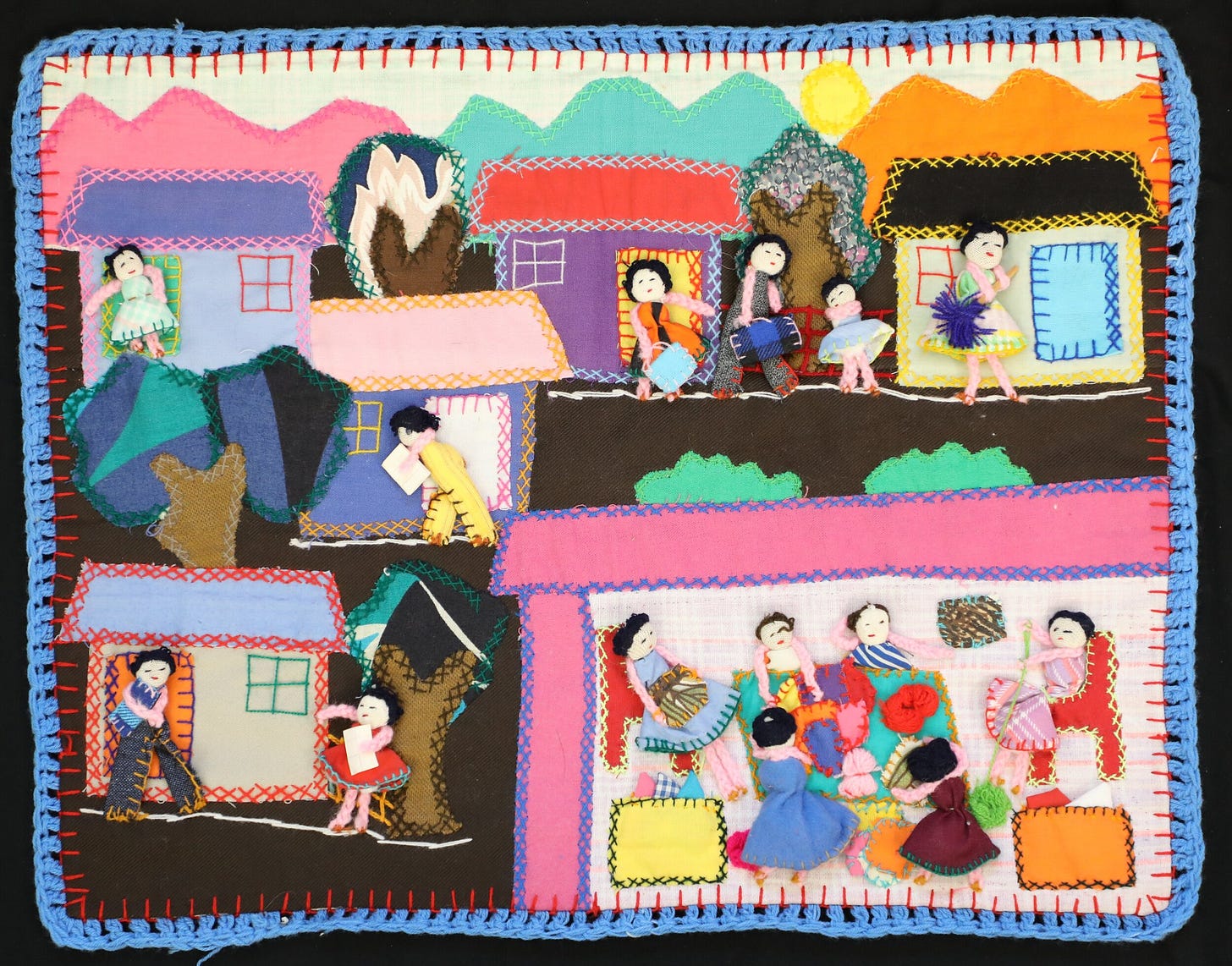 Arpillerista L.A. Community Arpillera Workshop, 1976, Embroidered textile, 15 x 19 inches, Courtesy of Margaret Beemer