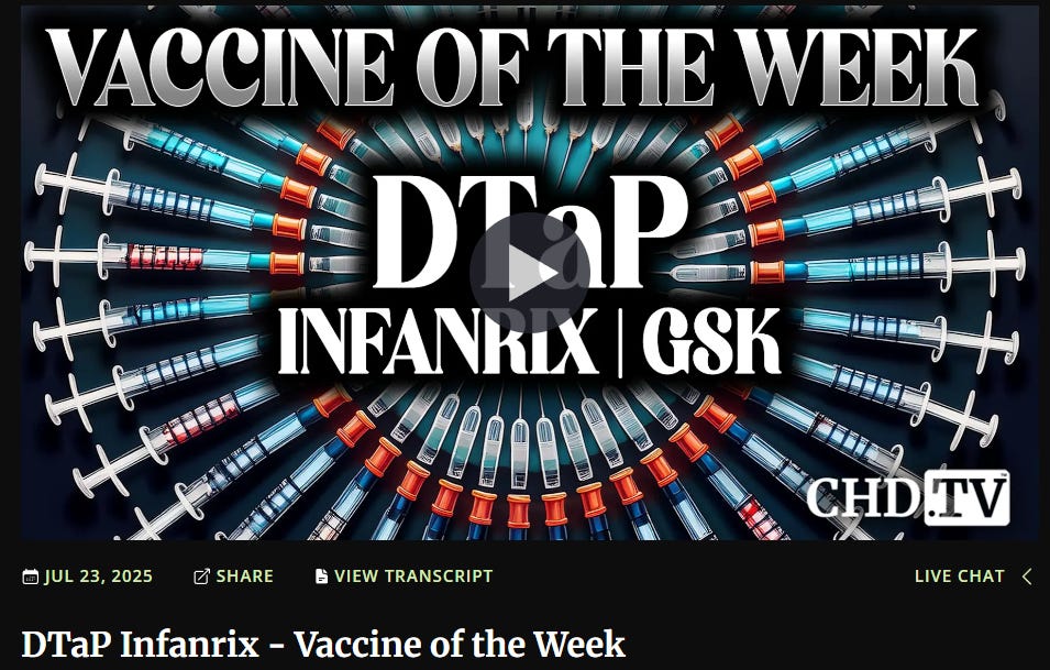 Vaccine of the Week — DTaP Infanrix — with Heather Ray.