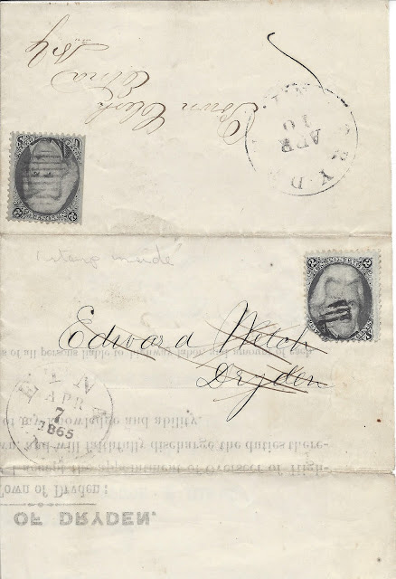 1865 folded and reused cover