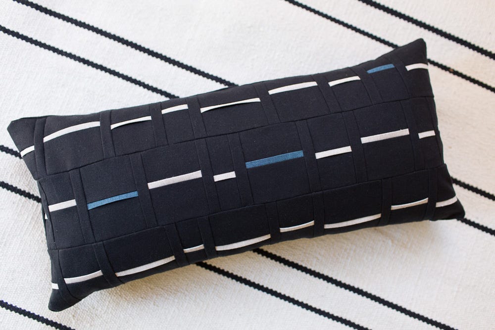 Black + Blue Pathway Pillow - Noodlehead