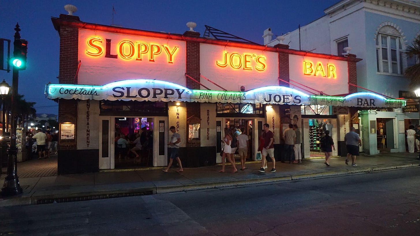 Neon lit Sloppy Joe's Bar in Key West