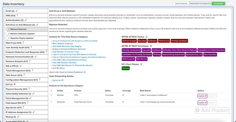 Splunk Security Essentials Data Inventory Splunk Security Essentials Data Inventory