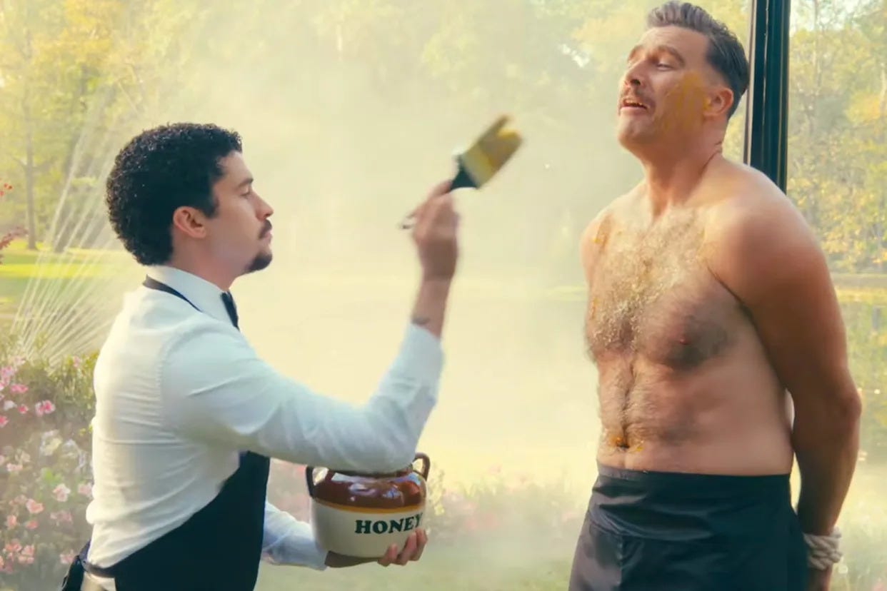 Bad Bunny Slathers Honey on Shirtless Travis Kelce in Wild 'Happy Gilmore  2' Scene