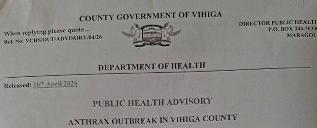 Anthrax outbreak in Vihiga County, Kenya