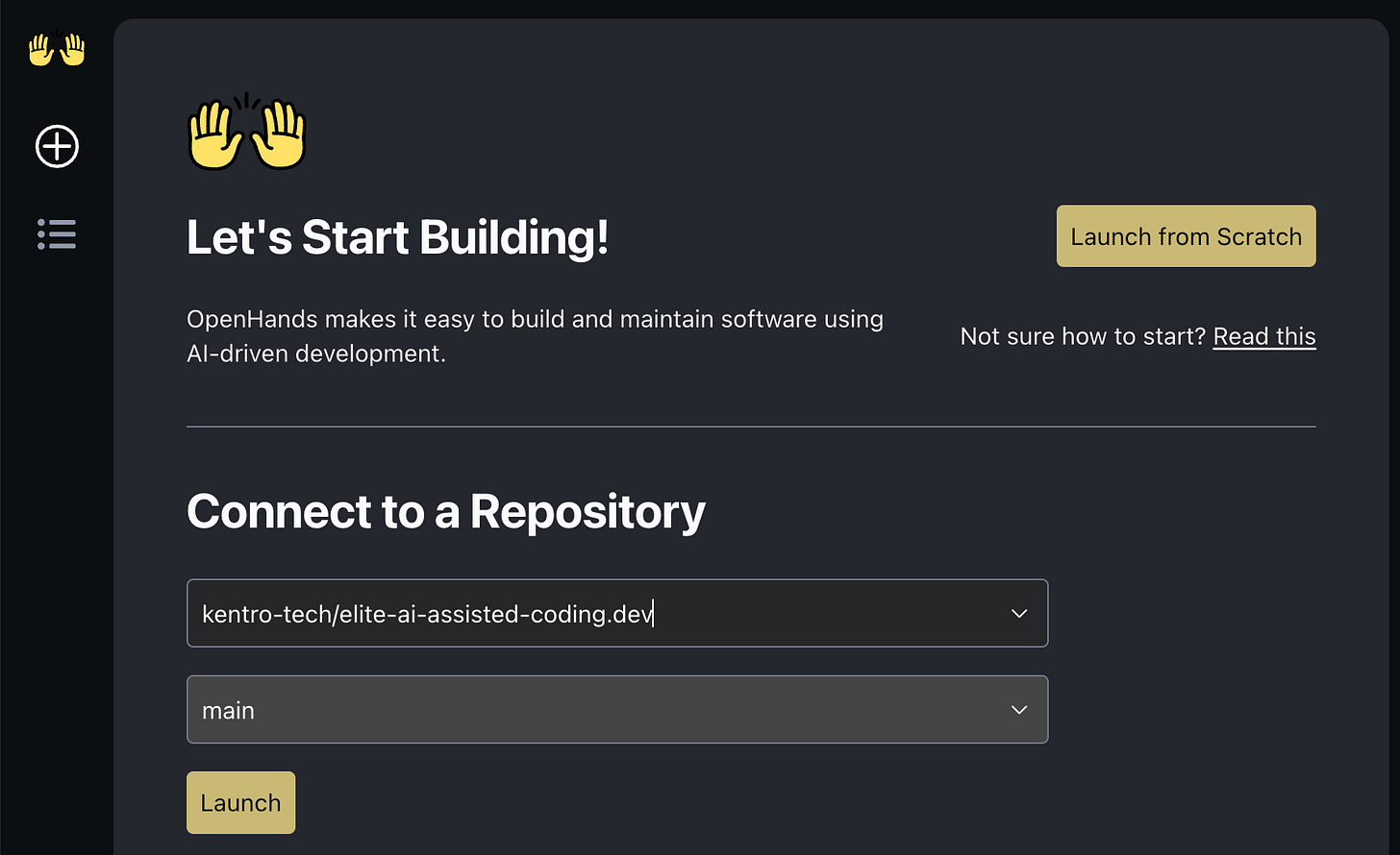 Connecting OpenHands to the repository