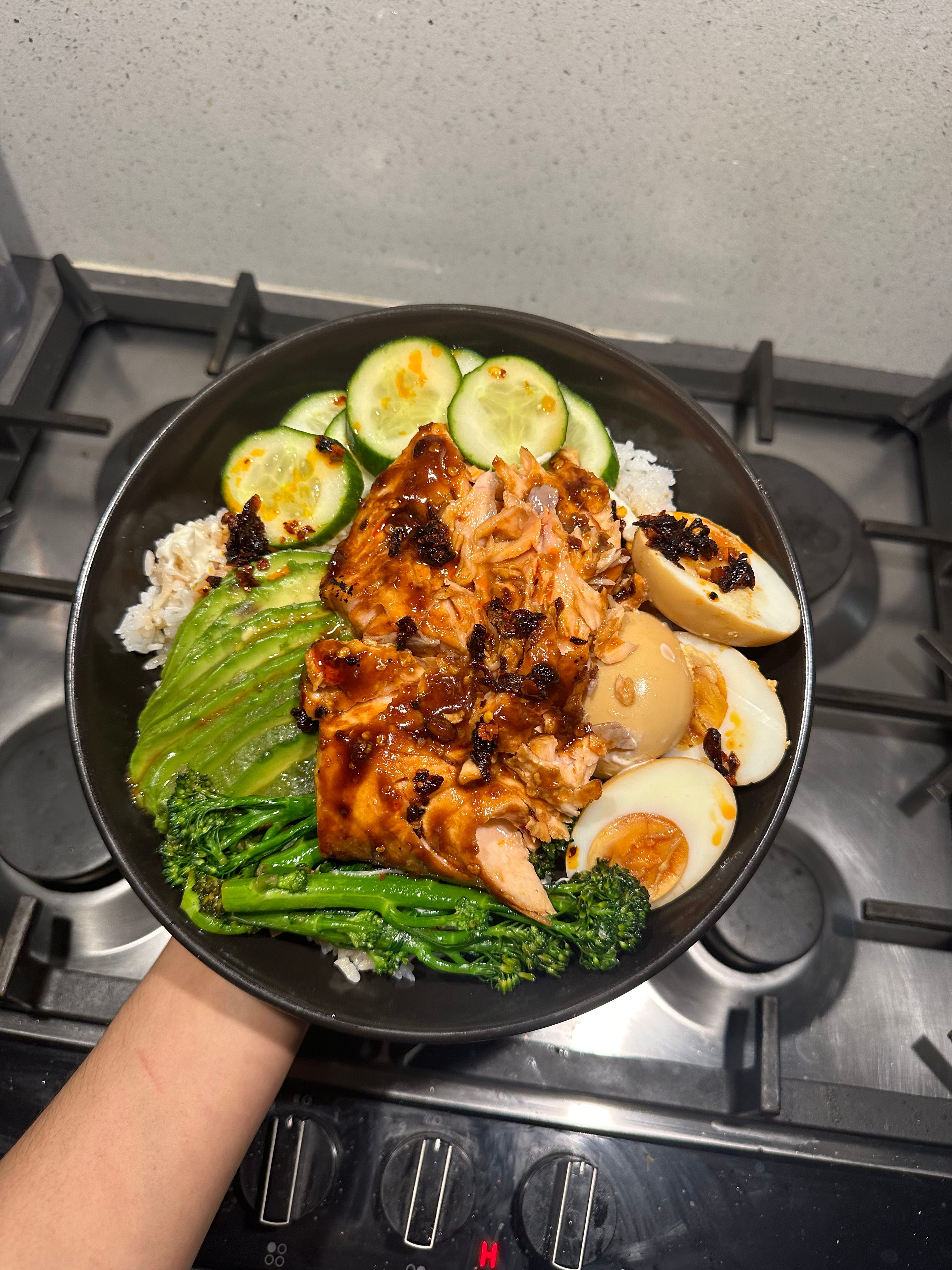 Miso Orange Salmon Bowl - by Laila Mirza - Laila's Pantry