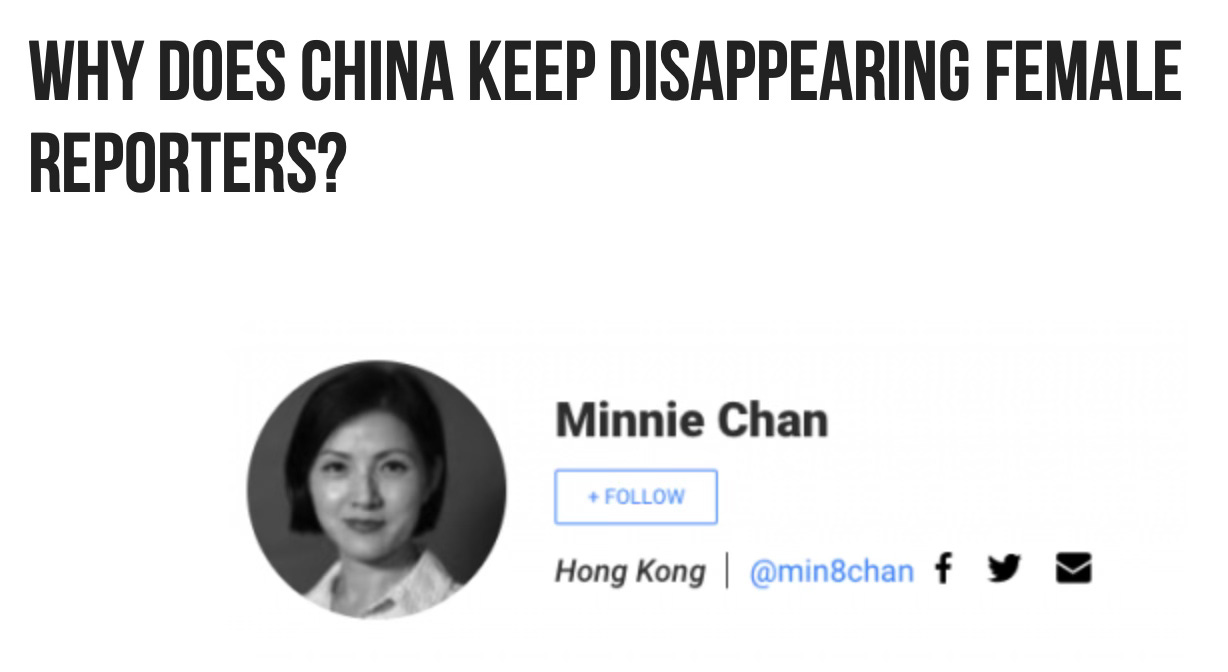 https://safeguarddefenders.com/en/blog/why-does-china-keep-disappearing-female-reporters https://safeguarddefenders.com/en/blog/why-does-china-keep-disappearing-female-reporters
