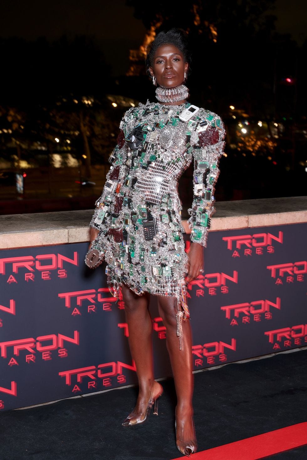 Jodie Turner-Smith Dons a Motherboard Dress at 'Tron: Ares' Event
