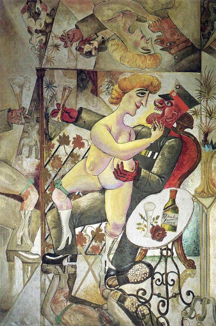 Memory of the Halls of Mirrors in Brussels by Otto Dix. Source-Public Domain