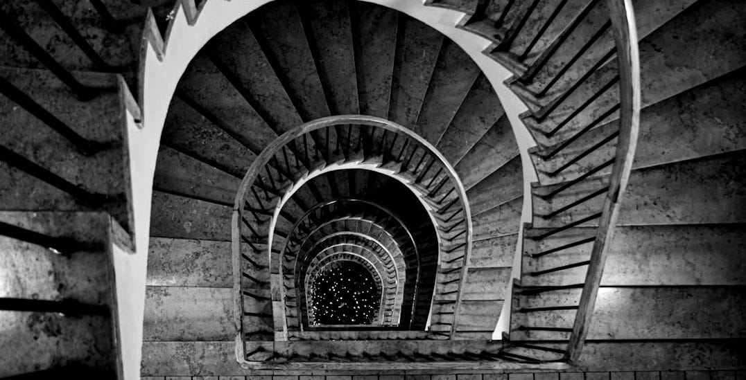 aerial photography of spiral stairway