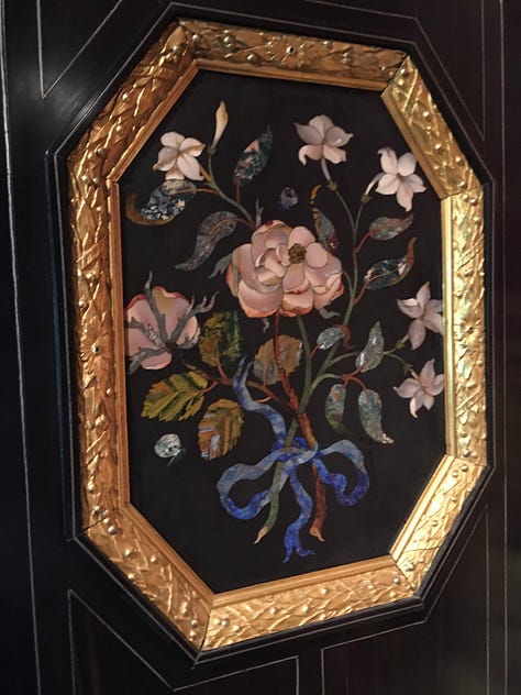 pietre dure; pietra dura; Gobelins; cabinets; Alnwick Castle;
