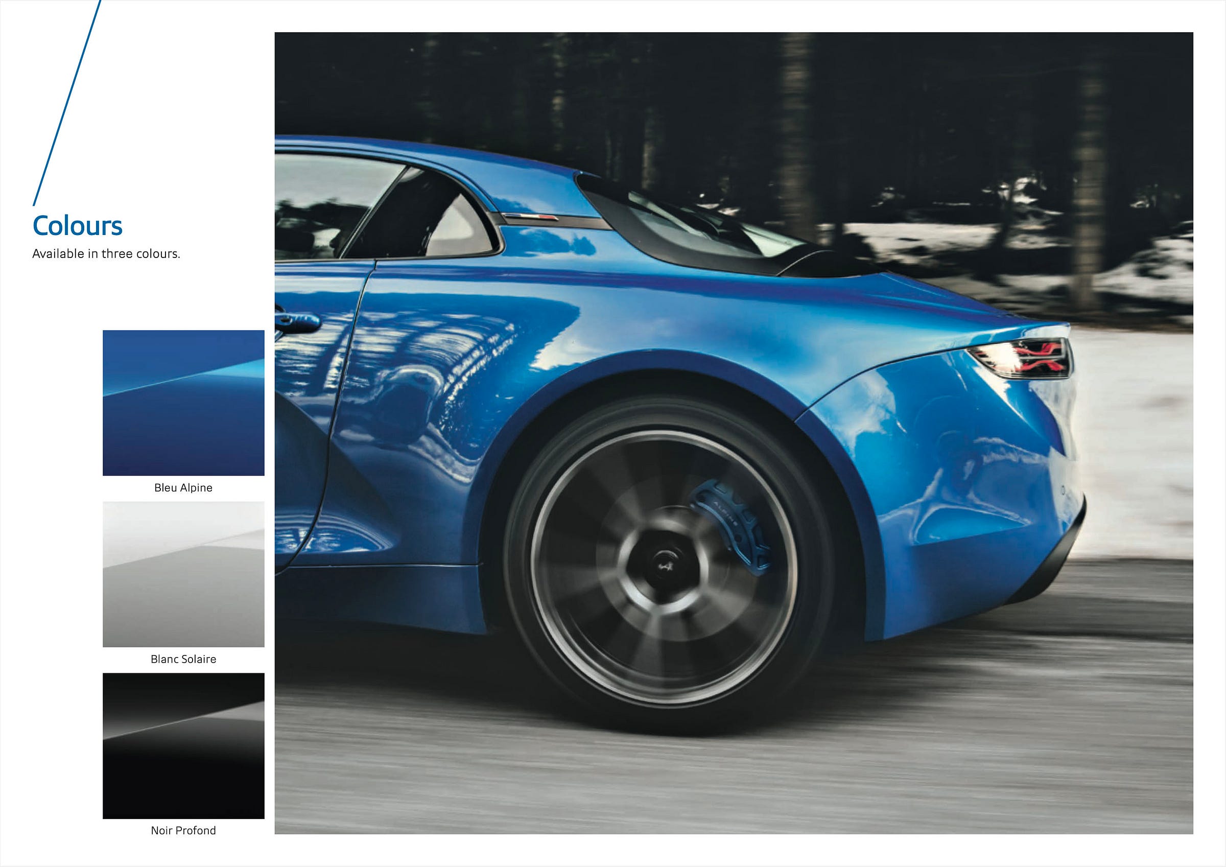 Alpine A110 Premiere edition 2017 brochure colours