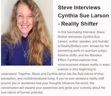 Cynthia Sue Larson on ESPAVOtv with Steve Rother