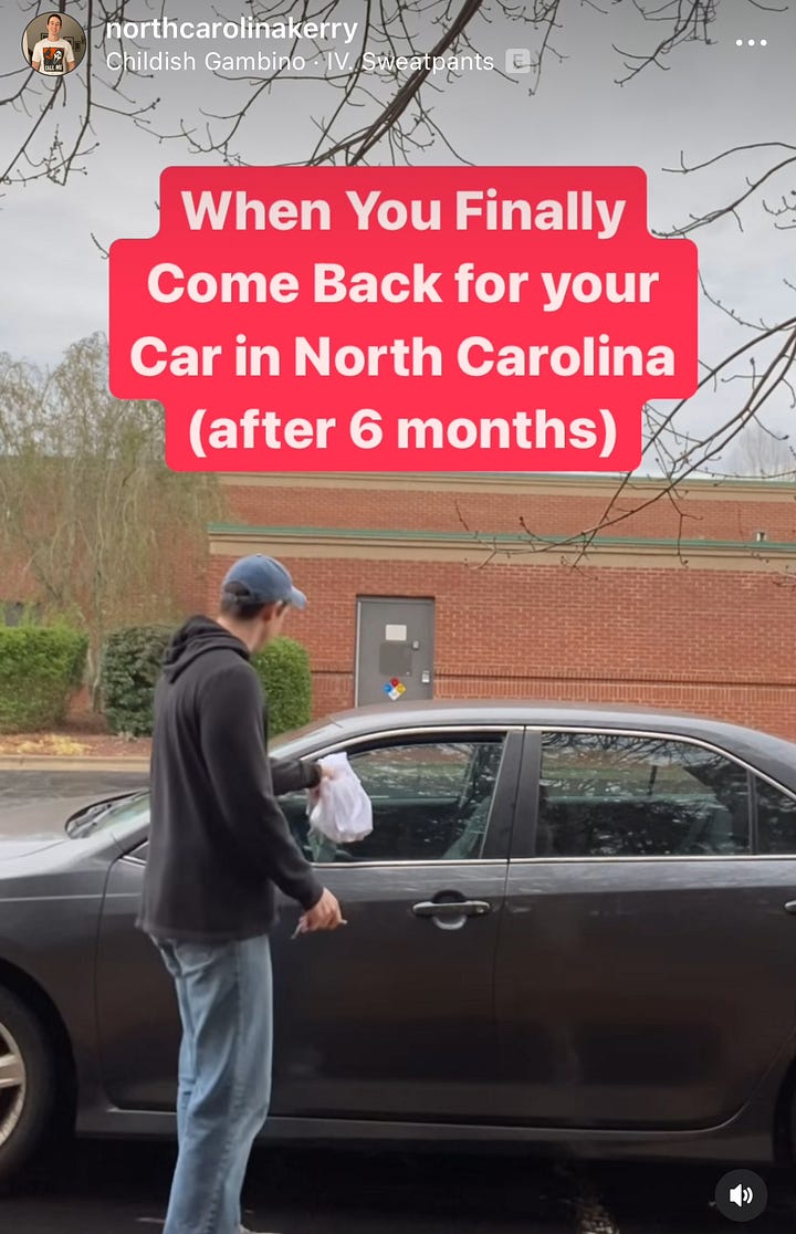 instagram reels about white cloth in door of car