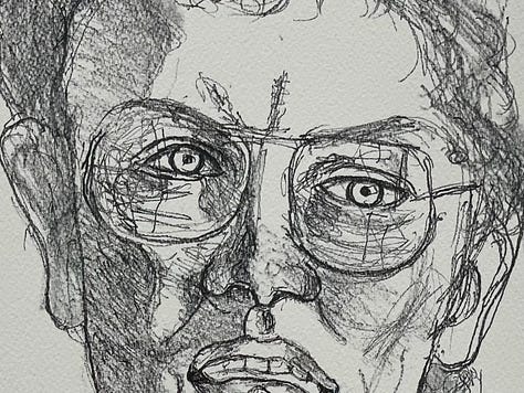 Detail images of eyes from Alice Neel paintings in the David Zwirner show At Home: Alice Neel in the Queer World