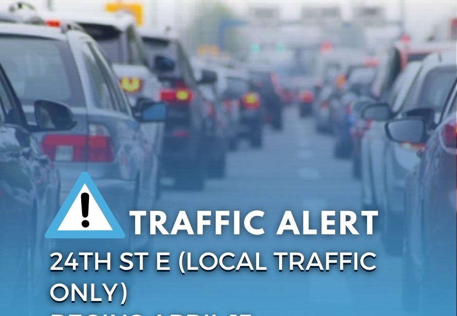 Traffic Restrictions Begin April 13 on 24th Street East for Utility Work
