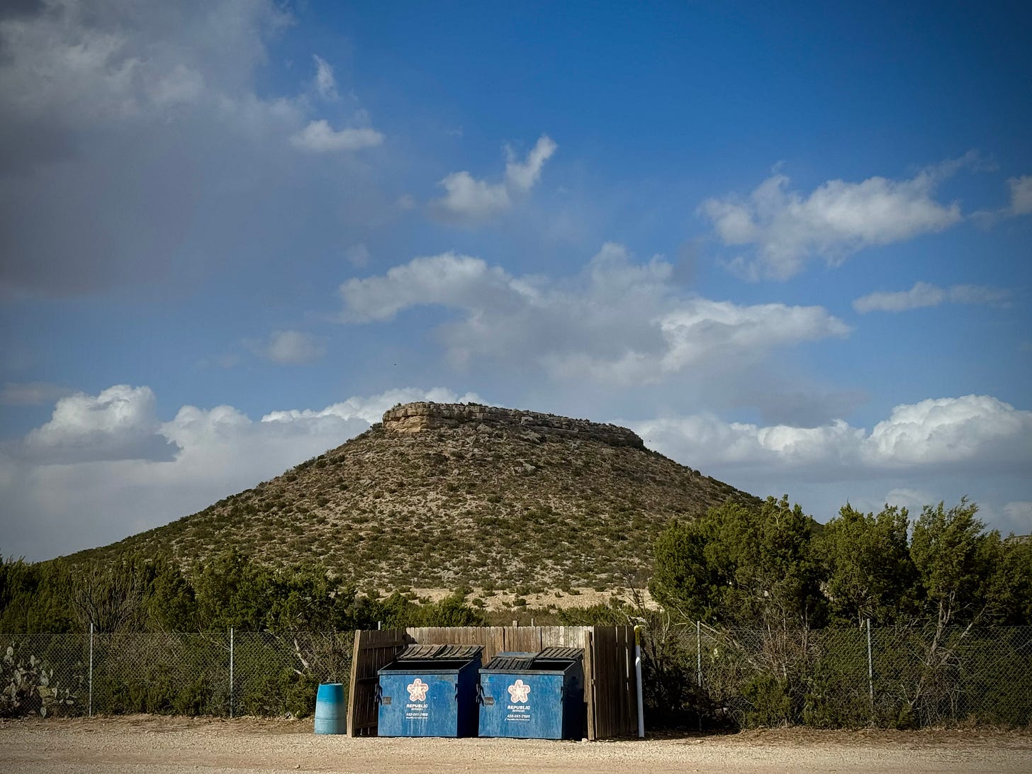 Mesa with dumpsters
