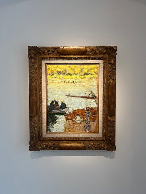 Paintings by Sebastián Espejo and Pierre Bonnard, also prints by Hokkusai and Hiroshige, and an image of the lower gallery