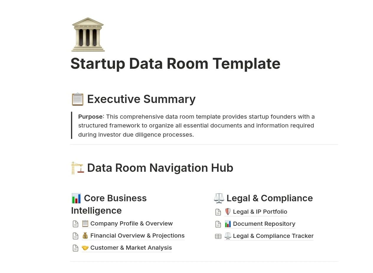 Startup Data Room Template by Mohammad Hossein Tavangar | Notion Marketplace