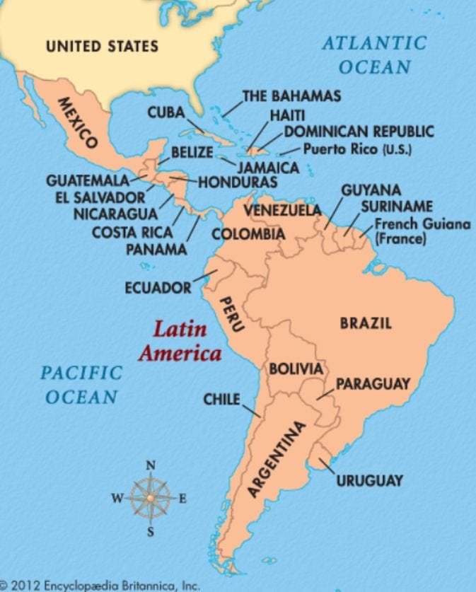 Map of Latin America, Central America: Cuba, Costa Rica ... Map of Latin America, Central America: Cuba, Costa Rica ...