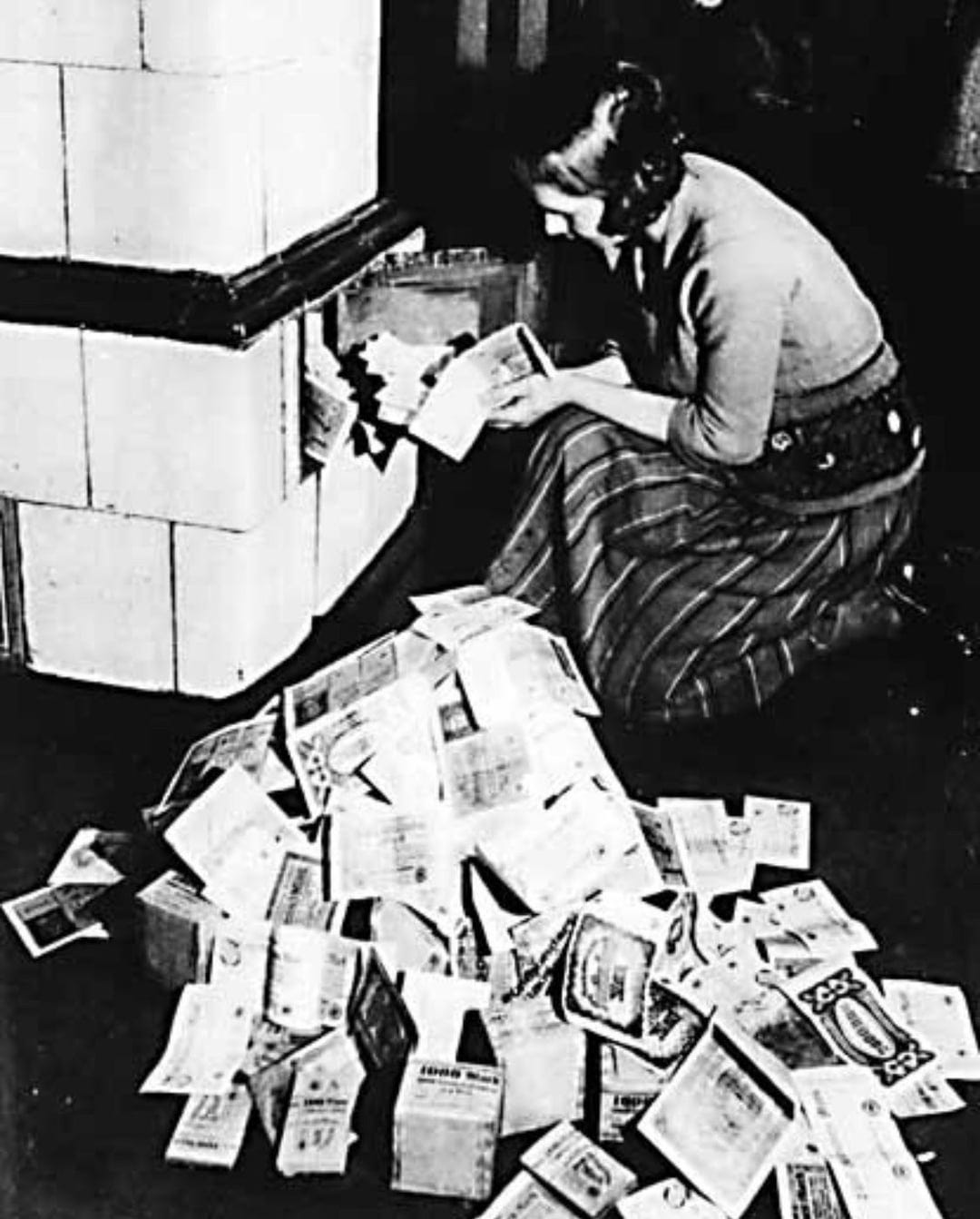 In 1923 Germany, inflation made German marks so useless that it came to a  point where burning wads of cash was cheaper than buying fire wood. :  r/interestingasfuck