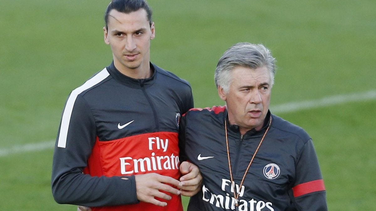 Carlo Ancelotti: 'I kicked a box and it hit Zlatan Ibrahimovic on the head'  - TNT Sports