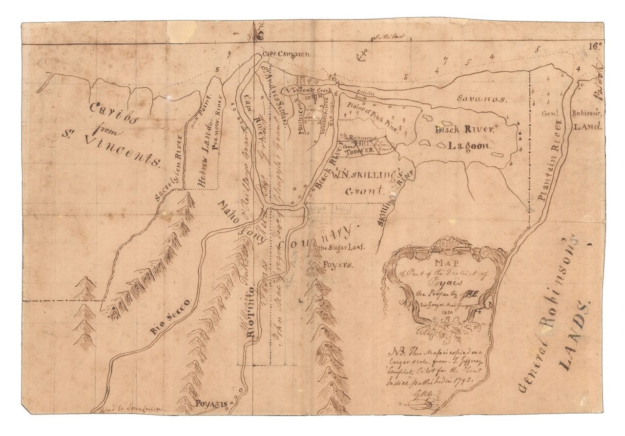 Hand drawn map depicting the territory claimed as Poyais Hand drawn map depicting the territory claimed as Poyais