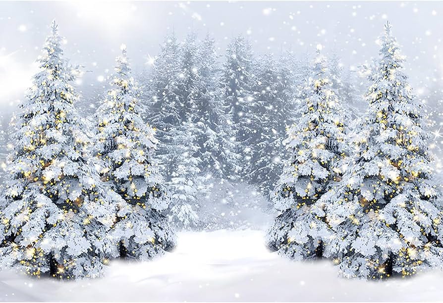 Amazon.com : dnldliq 8x6ft Winter Forest Backdrop Snowy Scene Glitter Christmas  Trees Wonderland Snowflake Photography Background Happy New Year Winter  Holiday Xmas Family Party Decor Banner Photo Studio Props : Electronics