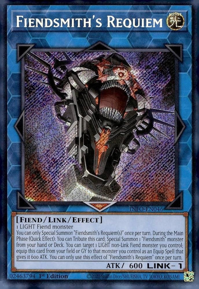 Amazon.com: Fiendsmith's Requiem - INFO-EN046 - Secret Rare - 1st Edition :  Toys & Games