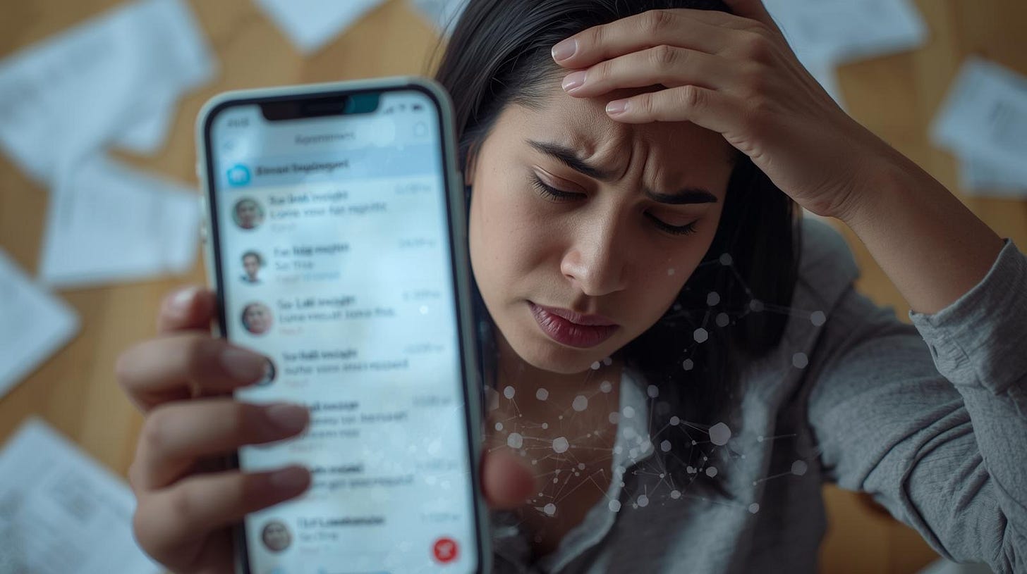 Phone showing fake engagement comments peeling away to reveal weak analytics underneath. Phone showing fake engagement comments peeling away to reveal weak analytics underneath.