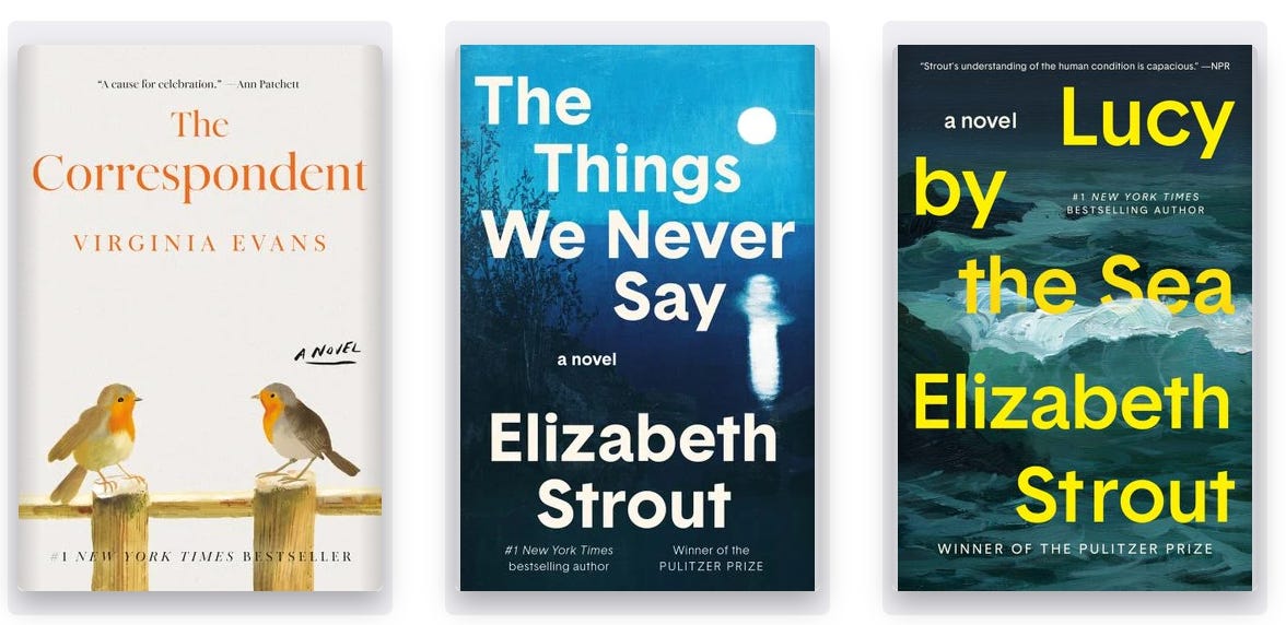 Covers of: The Correspondent, The Things We Never Say, Lucy By The Sea