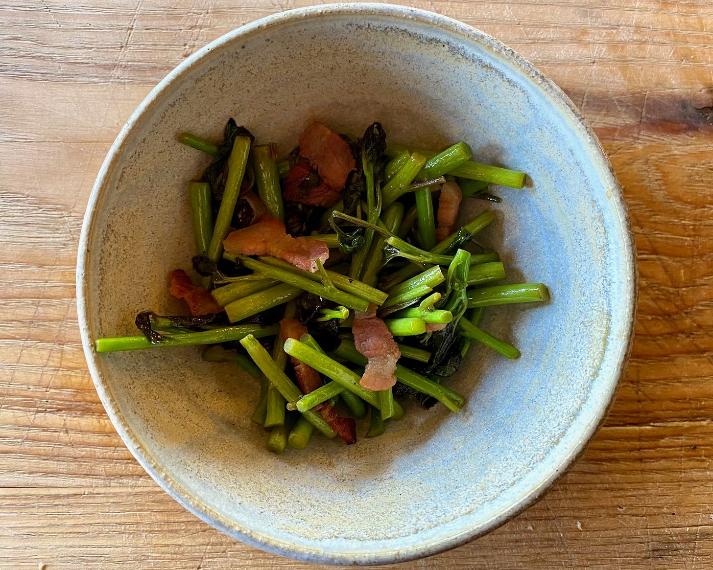 finished Garlic Mustard with bacon