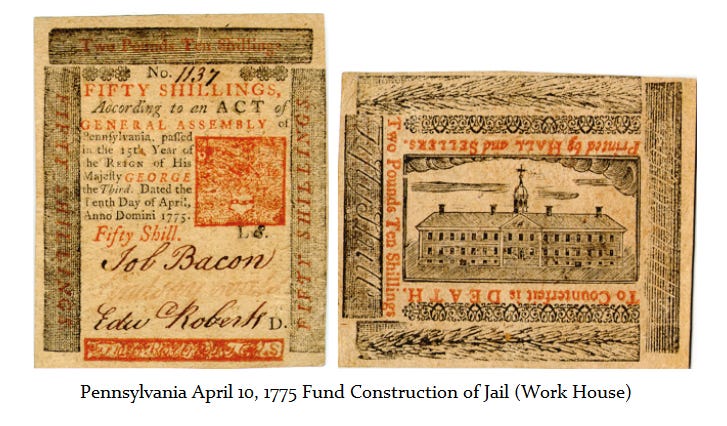 Pennsylvanis 1775 Jail House Note