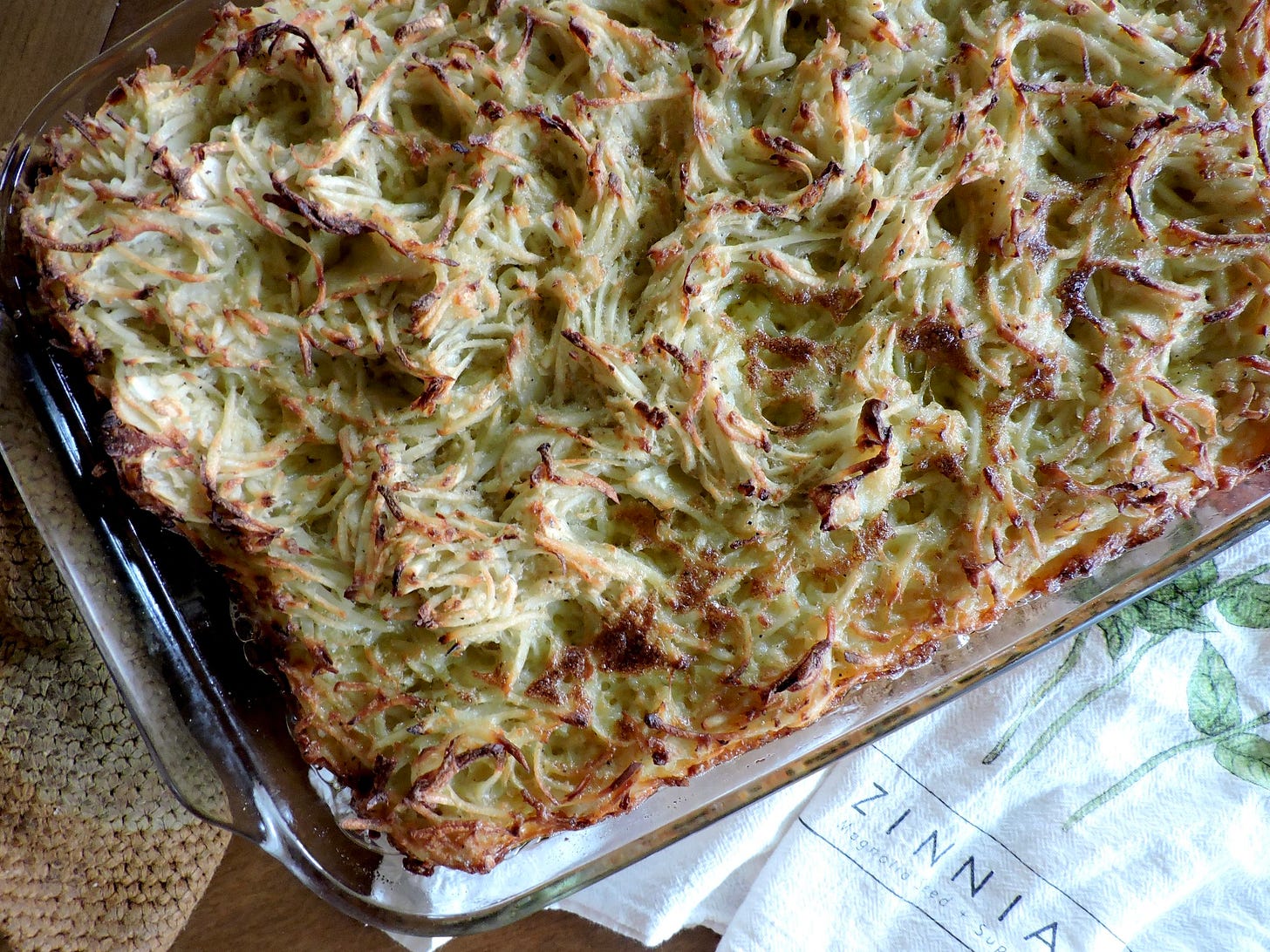 Potato kugel sans cheese. Potato kugel sans cheese.