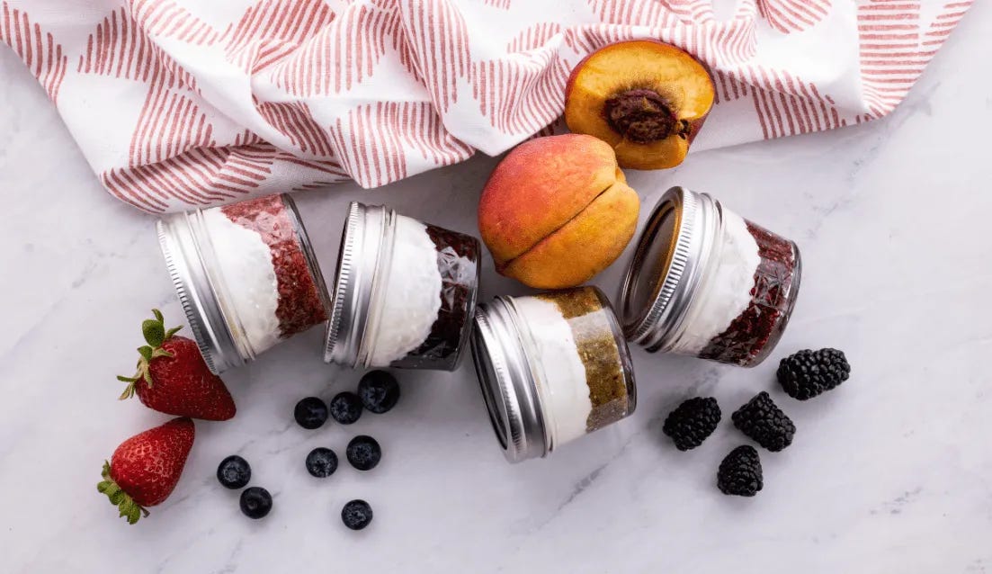 fruit on the bottom yogurt in small jars fruit on the bottom yogurt in small jars