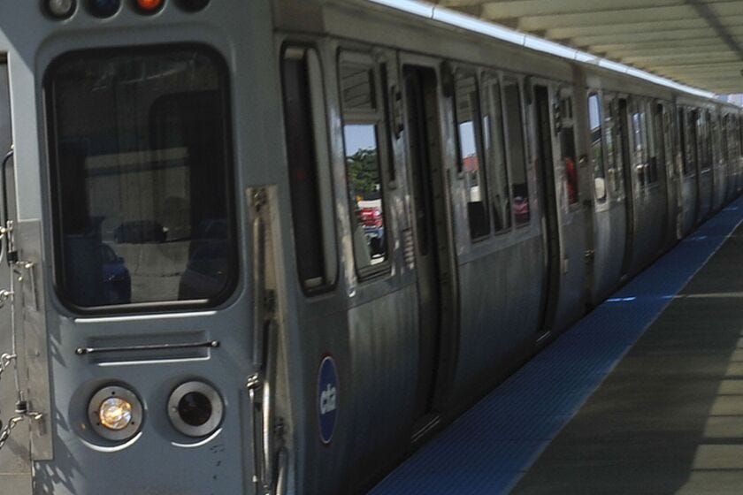 A CTA Red Line train. A CTA Red Line train.