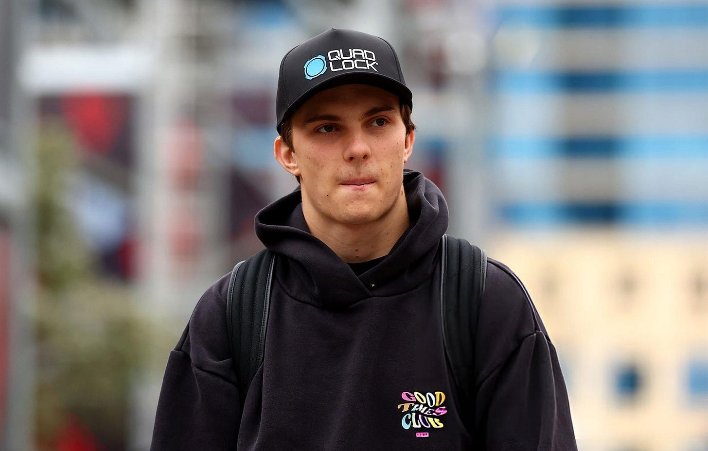 The championship leader arrives at the paddock for media day | Credit: Formula One