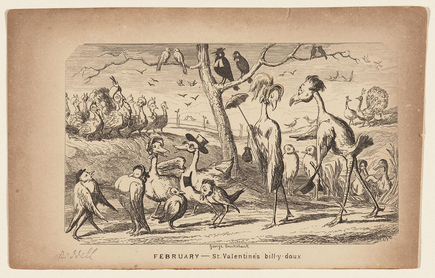 George Cruikshank's "Comic Valentine" (St. Valentine bill-y doux), 1841. Held by The Metropolitan Museum of Art, New York George Cruikshank's "Comic Valentine" (St. Valentine bill-y doux), 1841. Held by The Metropolitan Museum of Art, New York