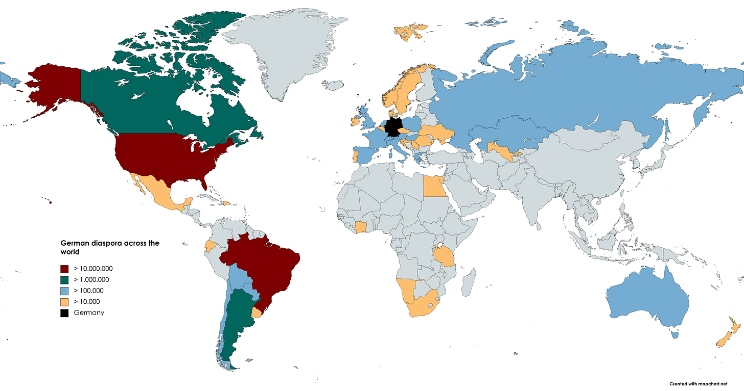 German diaspora around the world. : r/MapPorn