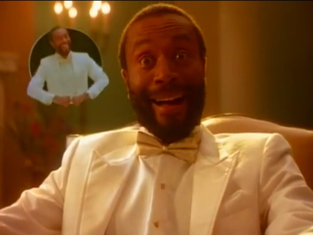 Screenshot of the video for Bobby McFerrin's song "Don't Worry, Be Happy" Screenshot of the video for Bobby McFerrin's song "Don't Worry, Be Happy"
