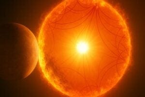 Artist’s illustration of the HD219134 star system. Astronomers used sound waves traveling through the star’s interior to determine its age, size, and the properties of its orbiting planets. Credit: OpenAI, based on original artwork by Gabriel Perez Diaz / Instituto de Astrofísica de Canarias.