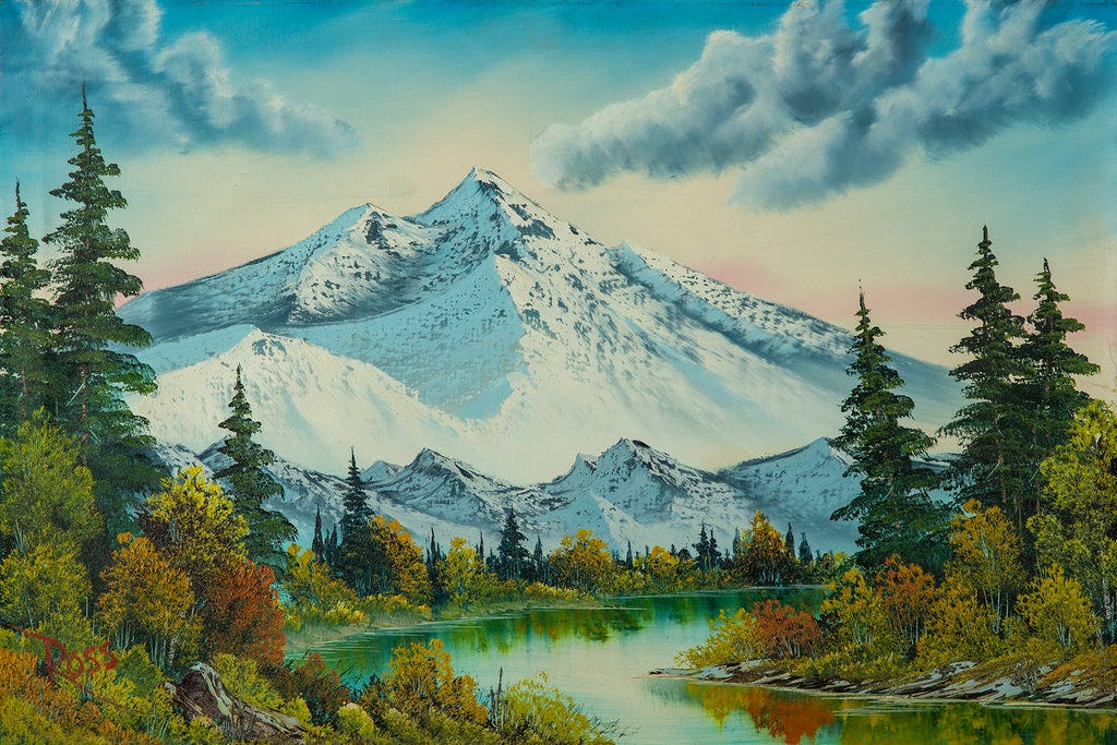 Bob Ross - Authentic Original Mountain Summit Painting Contemporary Art - for sale | modernartifact Bob Ross - Authentic Original Mountain Summit Painting Contemporary Art - for sale | modernartifact
