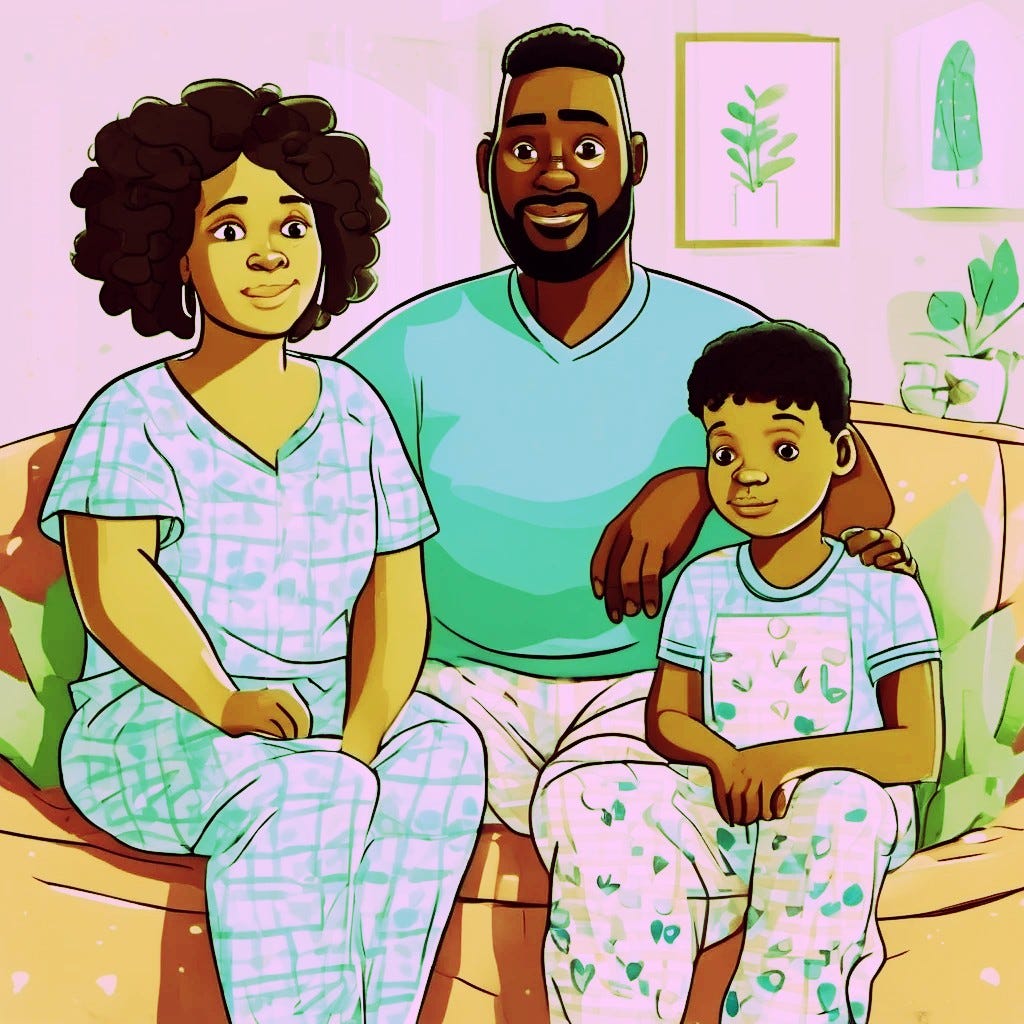 Cartoon family of 3