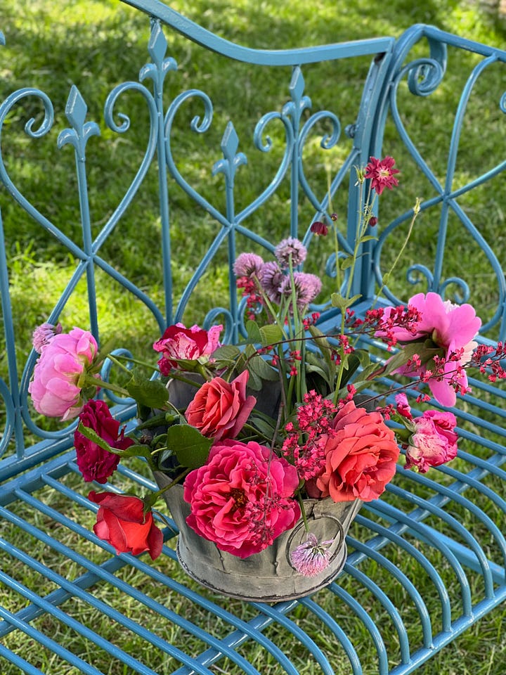 peonies roses table